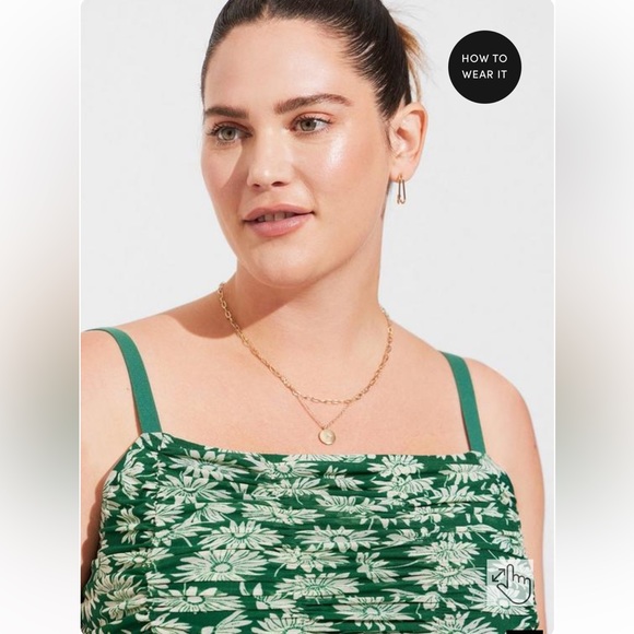 NWT Torrid green jacket Stretch Mesh Cropped Shirred Cami Top - Picture 3 of 9